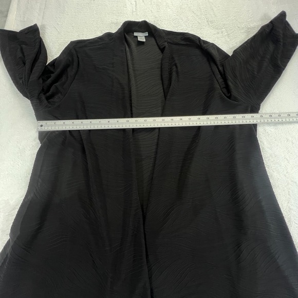 Catherines Womens Open Cardigan Jacket Sz 3X Stretch Knit Ruched Sleeve Black - Picture 8 of 12